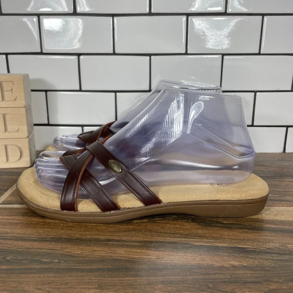 Bass Sunjuns Sharon II Womens Size 7 Shoes Brown Leather Thong Slide Sandals